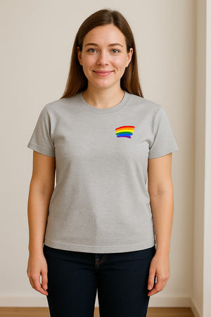 Pride Rainbow T-Shirt, Small Left Chest Brushstroke Design for LGBTQ+ Community Gifts