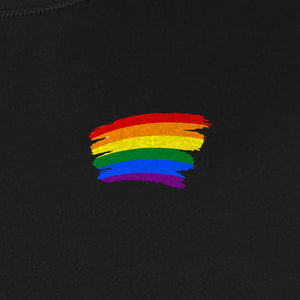 Pride Rainbow T-Shirt, Small Left Chest Brushstroke Design for LGBTQ+ Community Gifts