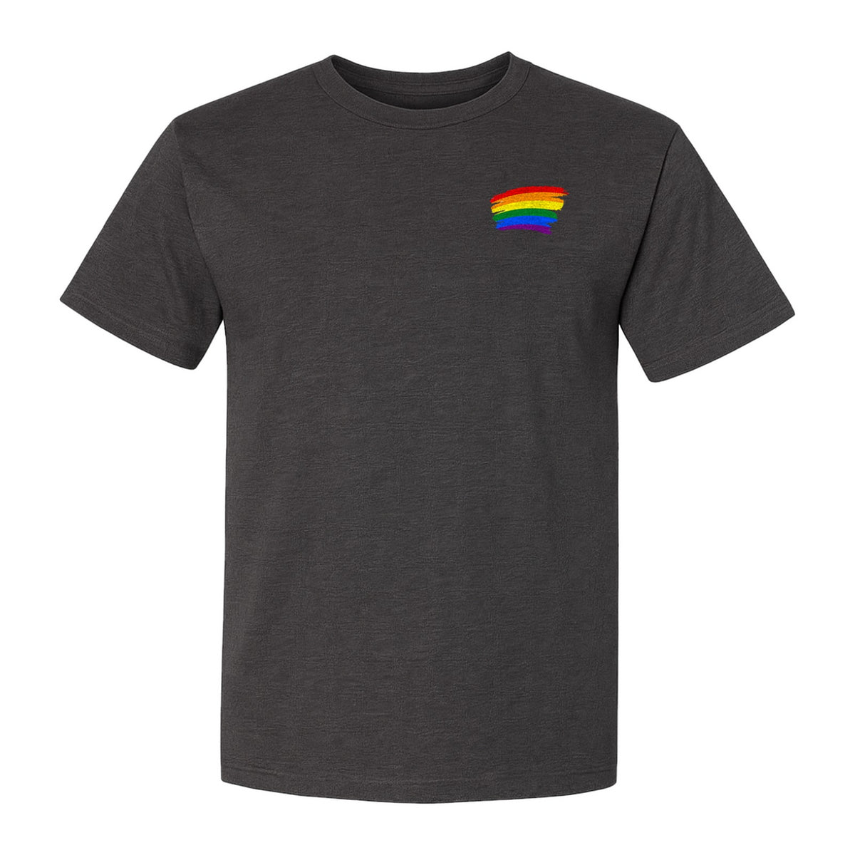 Pride Rainbow T-Shirt, Small Left Chest Brushstroke Design for LGBTQ+ Community Gifts