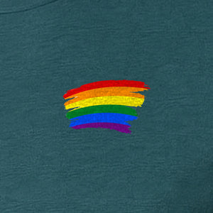 Pride Rainbow T-Shirt, Small Left Chest Brushstroke Design for LGBTQ+ Community Gifts
