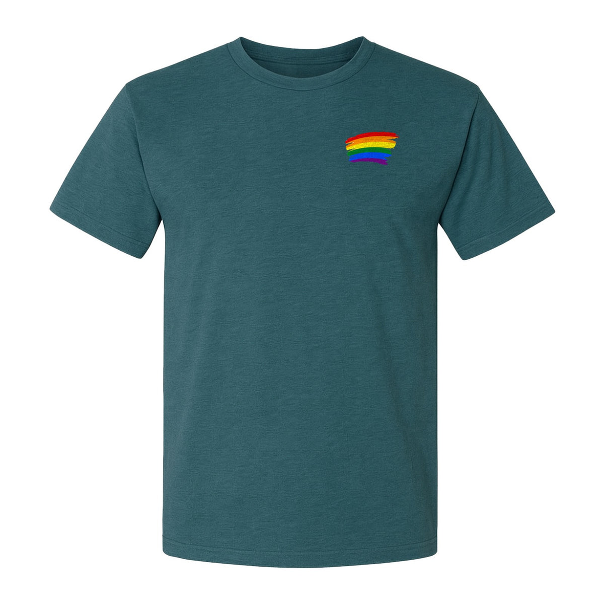 Pride Rainbow T-Shirt, Small Left Chest Brushstroke Design for LGBTQ+ Community Gifts