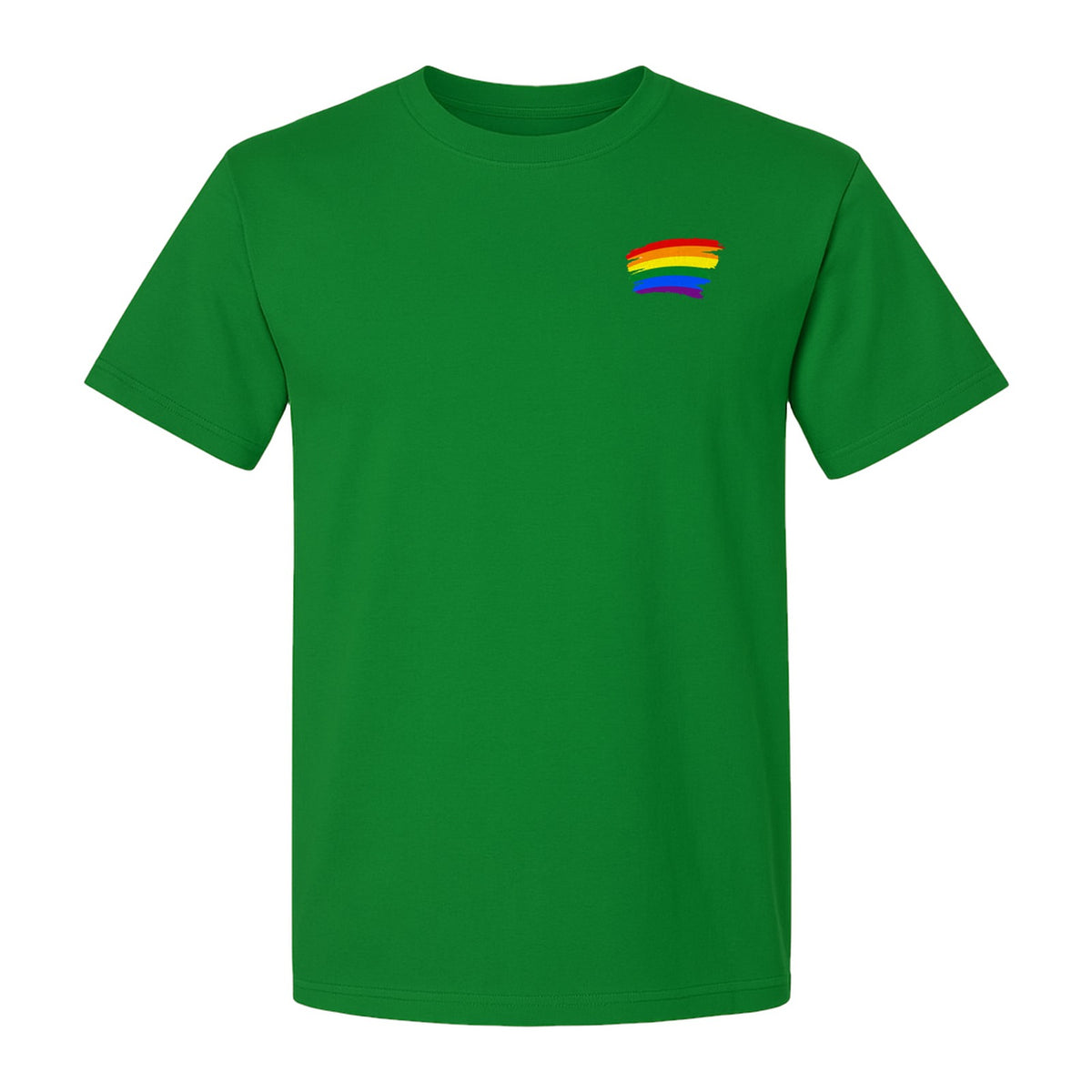 Pride Rainbow T-Shirt, Small Left Chest Brushstroke Design for LGBTQ+ Community Gifts