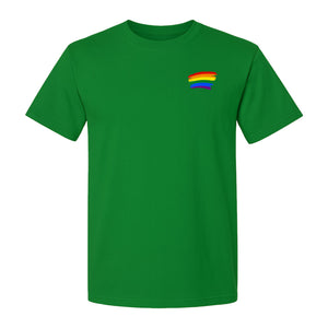 Pride Rainbow T-Shirt, Small Left Chest Brushstroke Design for LGBTQ+ Community Gifts
