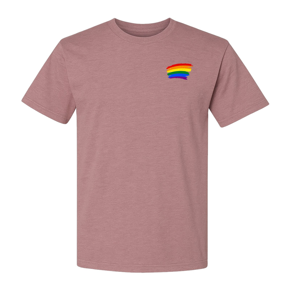 Pride Rainbow T-Shirt, Small Left Chest Brushstroke Design for LGBTQ+ Community Gifts