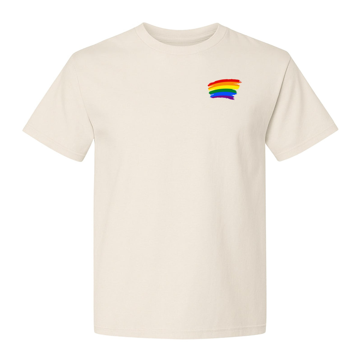 Pride Rainbow T-Shirt, Small Left Chest Brushstroke Design for LGBTQ+ Community Gifts