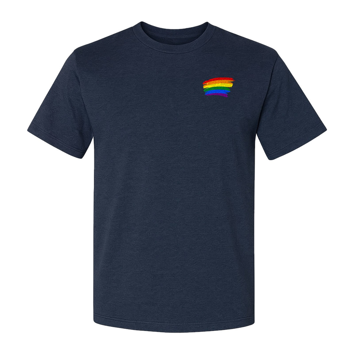 Pride Rainbow T-Shirt, Small Left Chest Brushstroke Design for LGBTQ+ Community Gifts