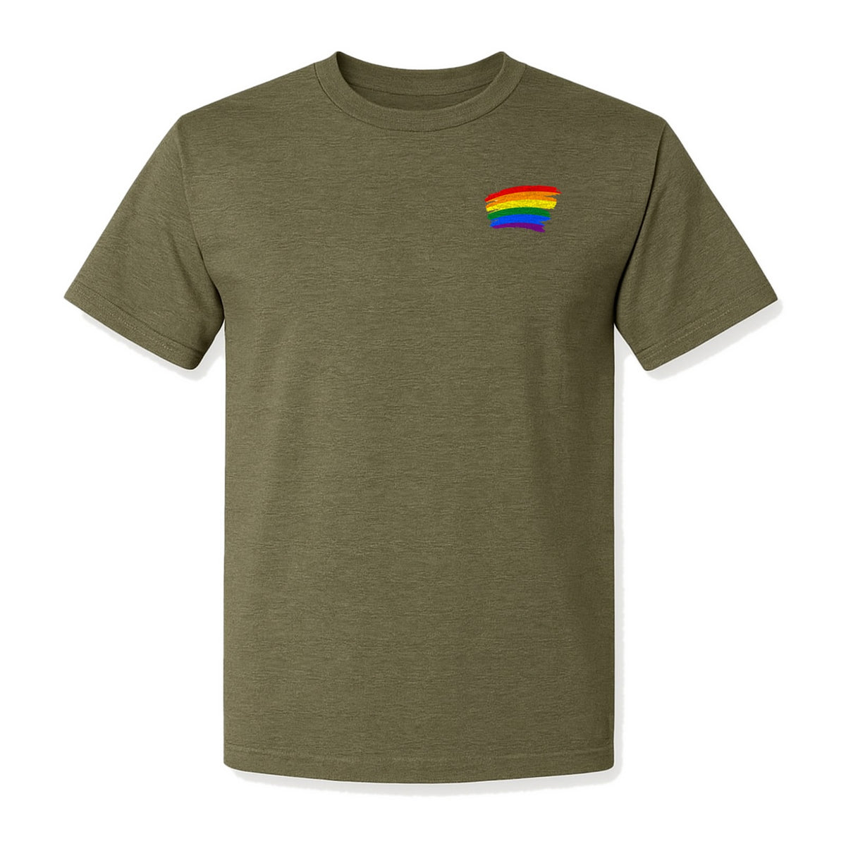 Pride Rainbow T-Shirt, Small Left Chest Brushstroke Design for LGBTQ+ Community Gifts
