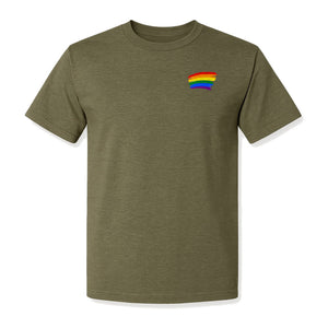 Pride Rainbow T-Shirt, Small Left Chest Brushstroke Design for LGBTQ+ Community Gifts