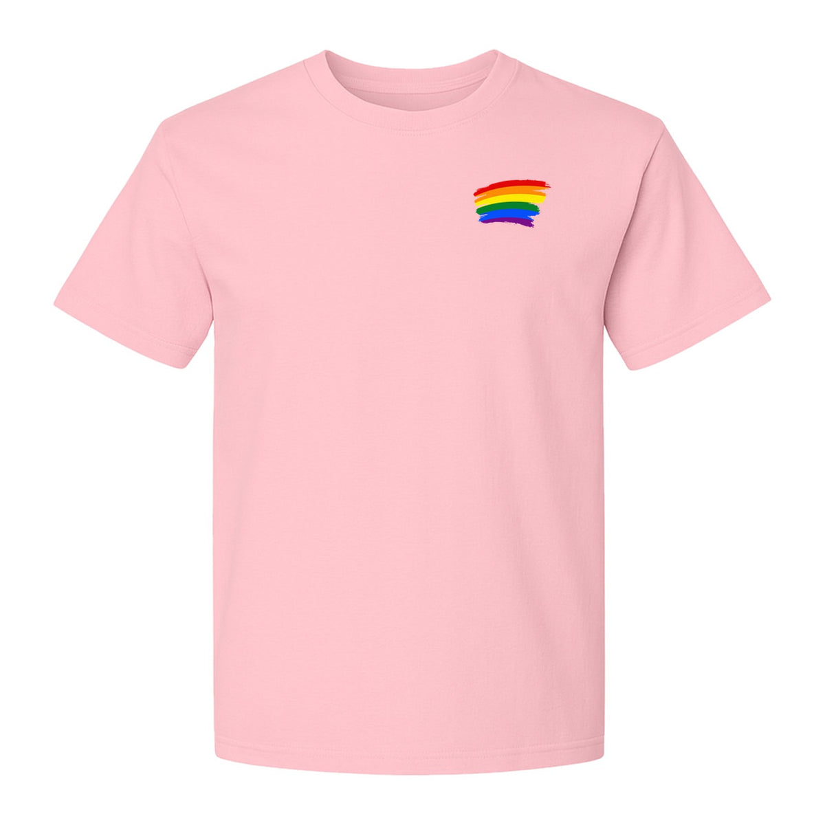 Pride Rainbow T-Shirt, Small Left Chest Brushstroke Design for LGBTQ+ Community Gifts