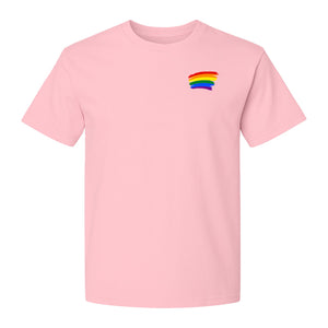 Pride Rainbow T-Shirt, Small Left Chest Brushstroke Design for LGBTQ+ Community Gifts