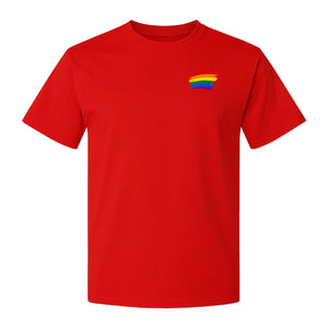 Pride Rainbow T-Shirt, Small Left Chest Brushstroke Design for LGBTQ+ Community Gifts