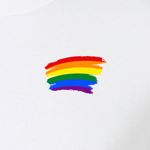 Pride Rainbow T-Shirt, Small Left Chest Brushstroke Design for LGBTQ+ Community Gifts