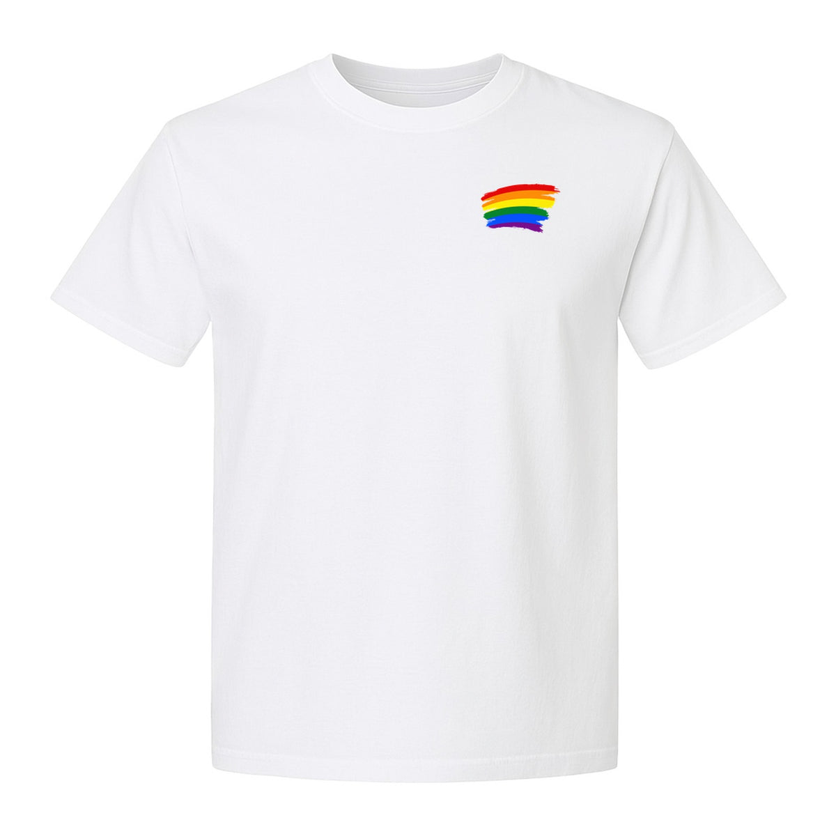 Pride Rainbow T-Shirt, Small Left Chest Brushstroke Design for LGBTQ+ Community Gifts