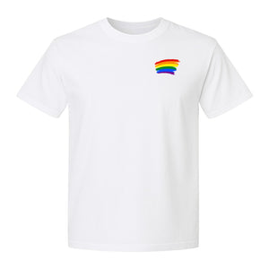 Pride Rainbow T-Shirt, Small Left Chest Brushstroke Design for LGBTQ+ Community Gifts