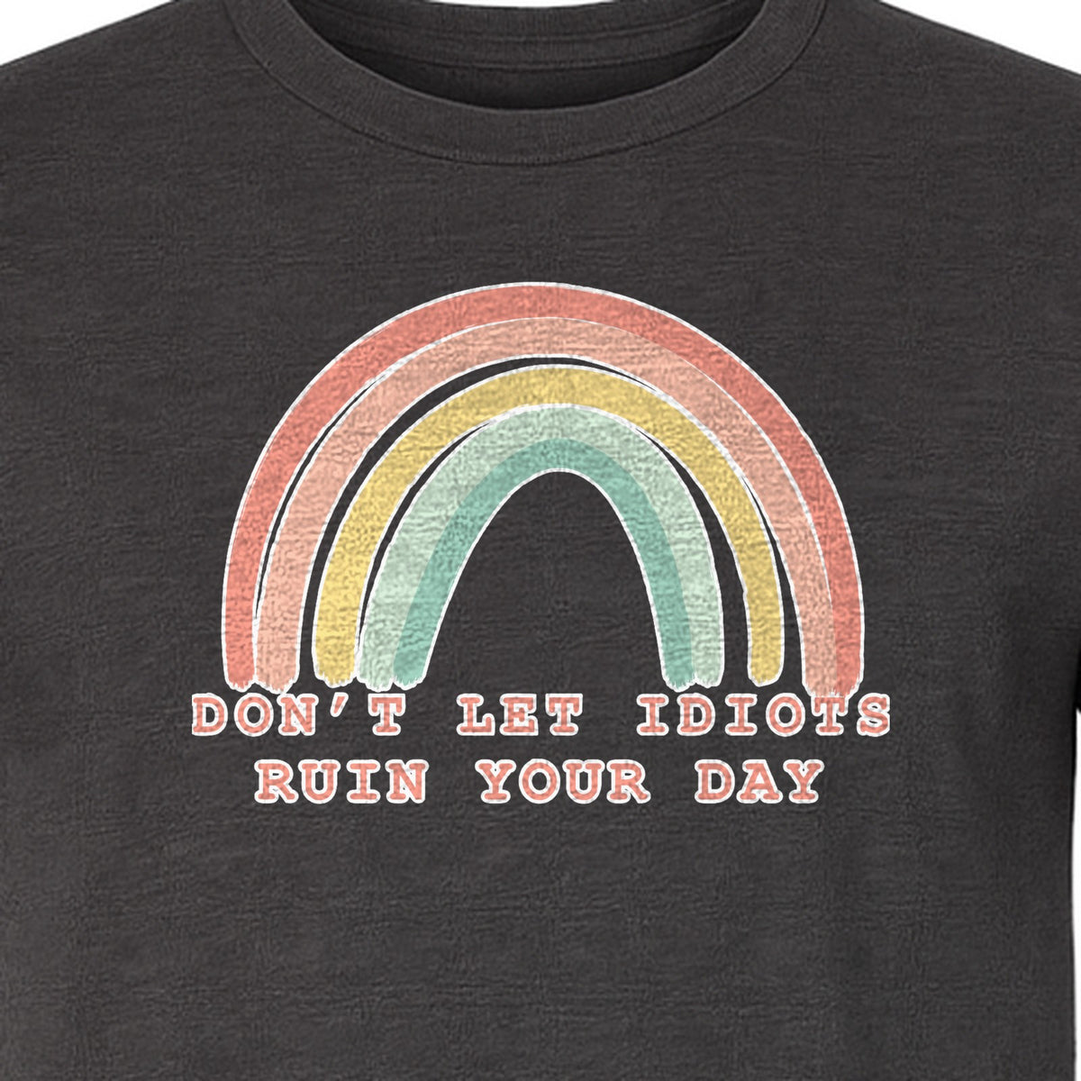 Sarcastic Rainbow T-Shirt, Don't Let Idiots Ruin Your Day Graphic for Friends