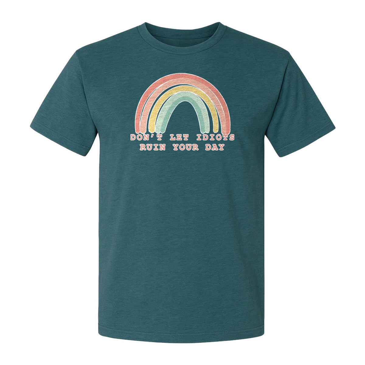 Sarcastic Rainbow T-Shirt, Don't Let Idiots Ruin Your Day Graphic for Friends