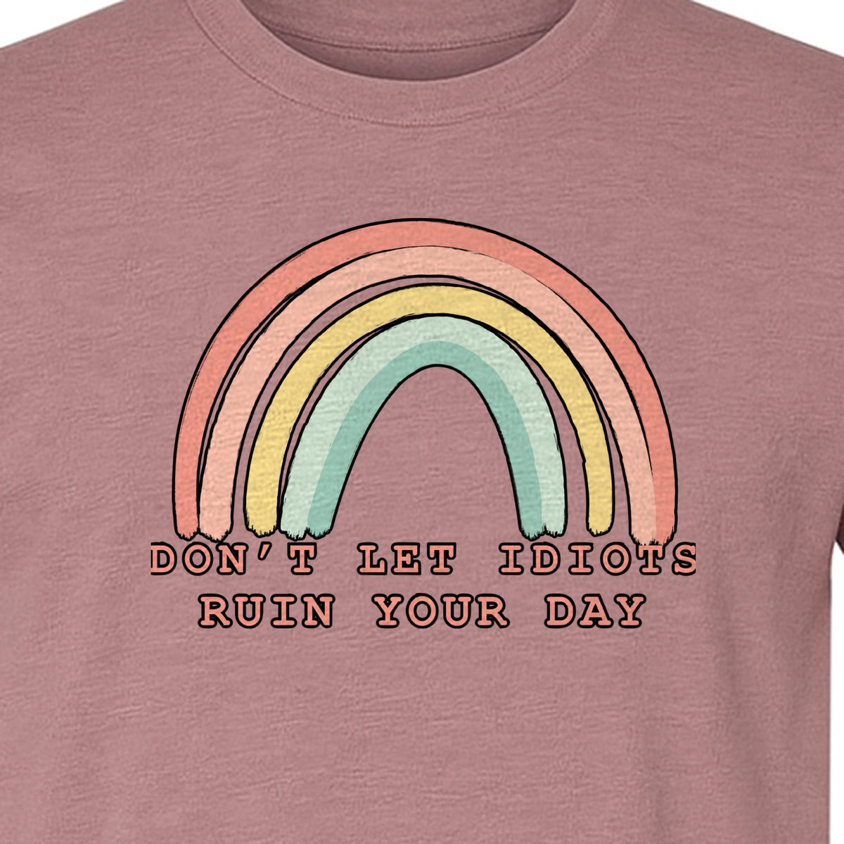 Sarcastic Rainbow T-Shirt, Don't Let Idiots Ruin Your Day Graphic for Friends