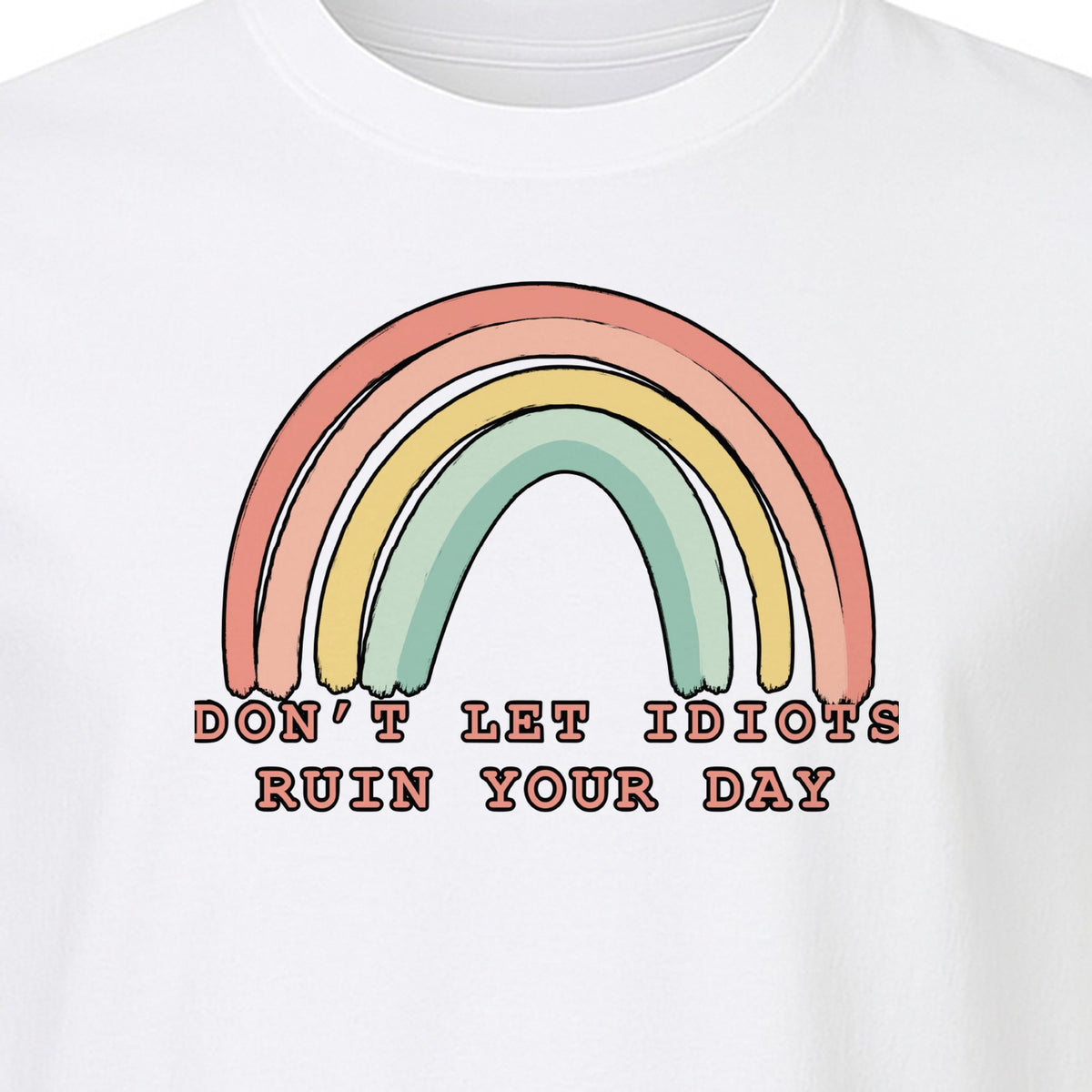 Sarcastic Rainbow T-Shirt, Don't Let Idiots Ruin Your Day Graphic for Friends