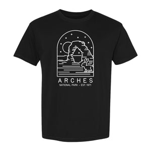 Arches National Park T-Shirt, Desert Arch and Rabbit Graphic for Utah Hiking Trips
