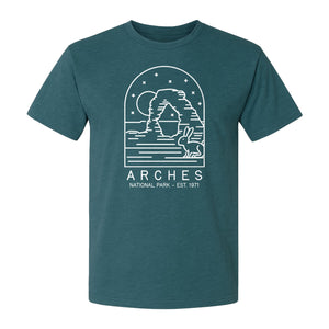 Arches National Park T-Shirt, Desert Arch and Rabbit Graphic for Utah Hiking Trips