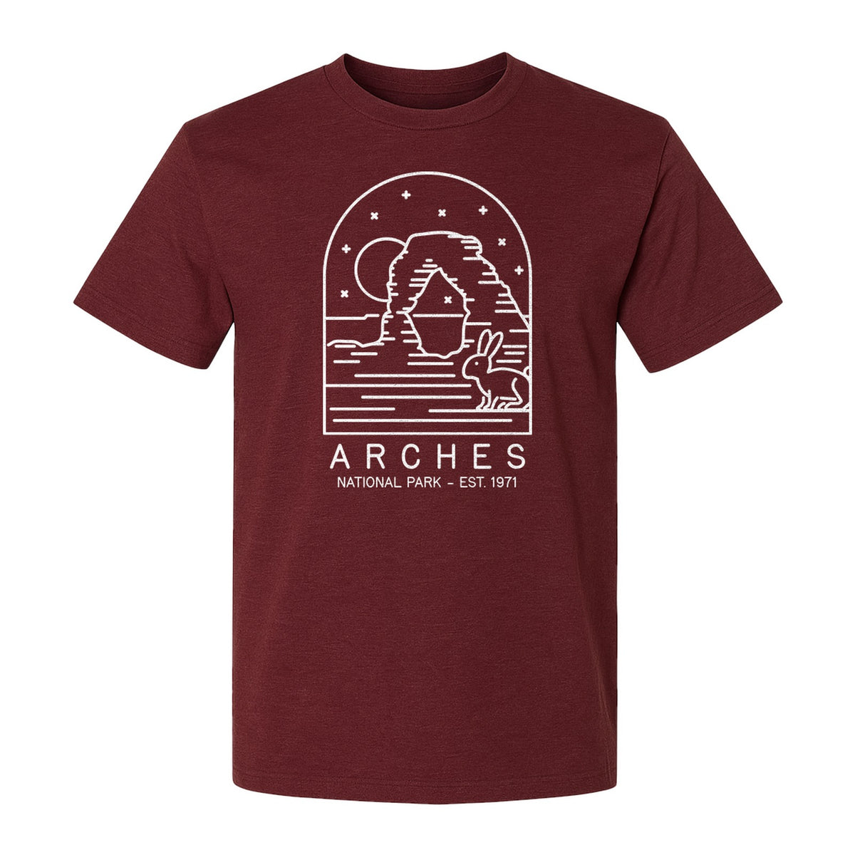 Arches National Park T-Shirt, Desert Arch and Rabbit Graphic for Utah Hiking Trips