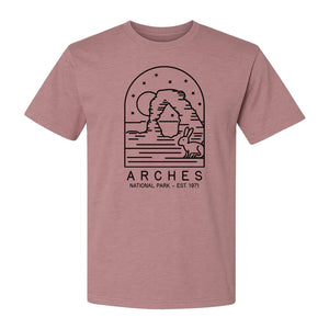 Arches National Park T-Shirt, Desert Arch and Rabbit Graphic for Utah Hiking Trips