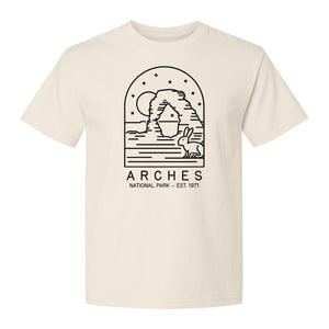 Arches National Park T-Shirt, Desert Arch and Rabbit Graphic for Utah Hiking Trips