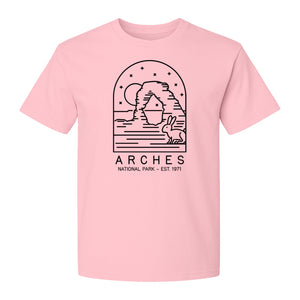 Arches National Park T-Shirt, Desert Arch and Rabbit Graphic for Utah Hiking Trips