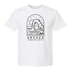 Arches National Park T-Shirt, Desert Arch and Rabbit Graphic for Utah Hiking Trips