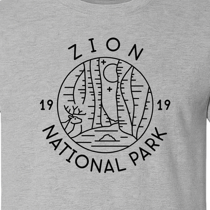 Zion National Park T-Shirt, Retro Line Art Hiking Design for Utah Camping and Outdoor Adventure