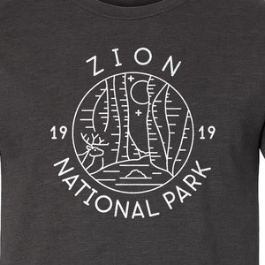 Zion National Park T-Shirt, Retro Line Art Hiking Design for Utah Camping and Outdoor Adventure