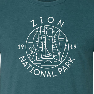 Zion National Park T-Shirt, Retro Line Art Hiking Design for Utah Camping and Outdoor Adventure
