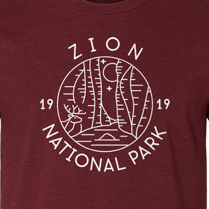 Zion National Park T-Shirt, Retro Line Art Hiking Design for Utah Camping and Outdoor Adventure