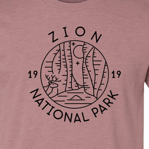 Zion National Park T-Shirt, Retro Line Art Hiking Design for Utah Camping and Outdoor Adventure