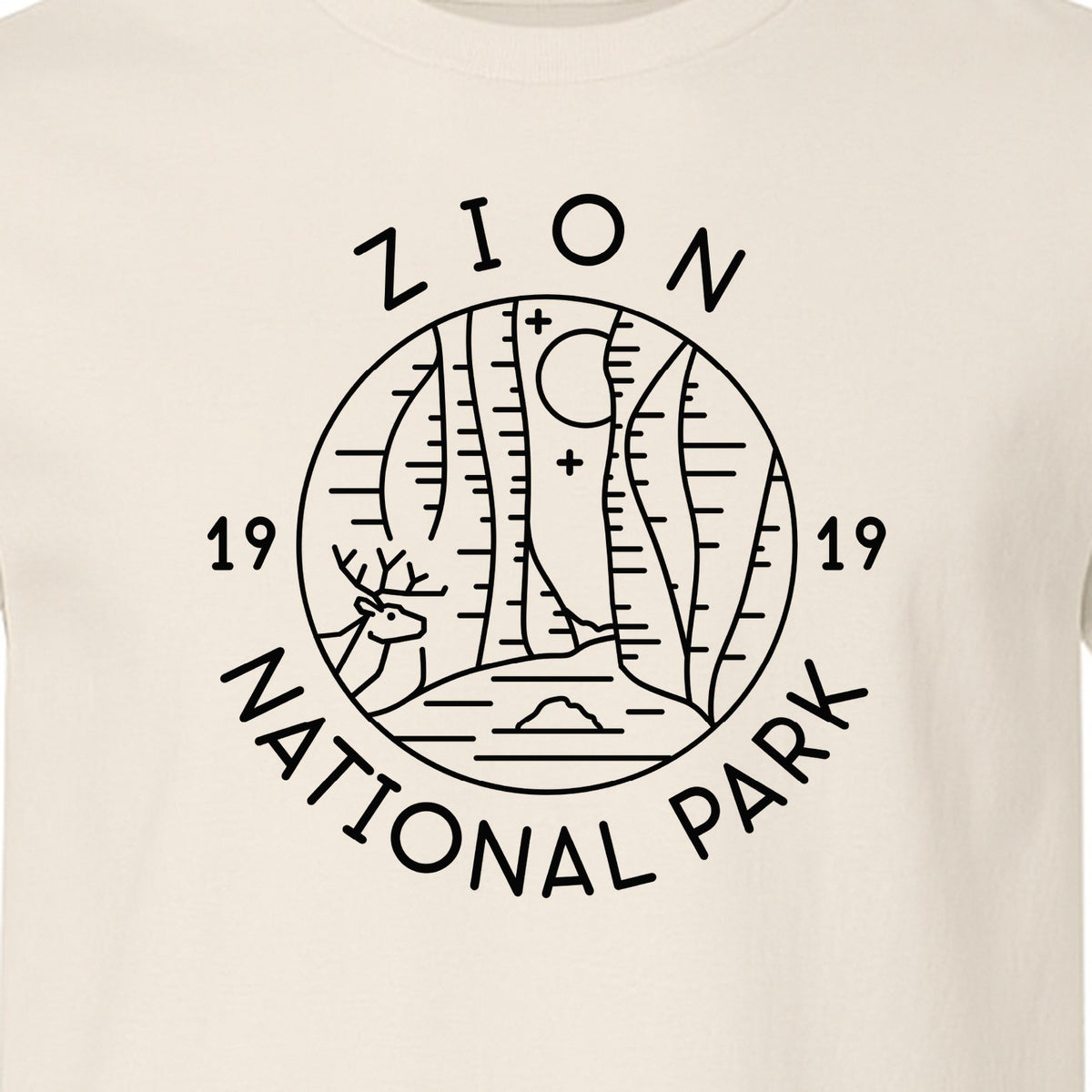 Zion National Park T-Shirt, Retro Line Art Hiking Design for Utah Camping and Outdoor Adventure