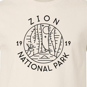 Zion National Park T-Shirt, Retro Line Art Hiking Design for Utah Camping and Outdoor Adventure