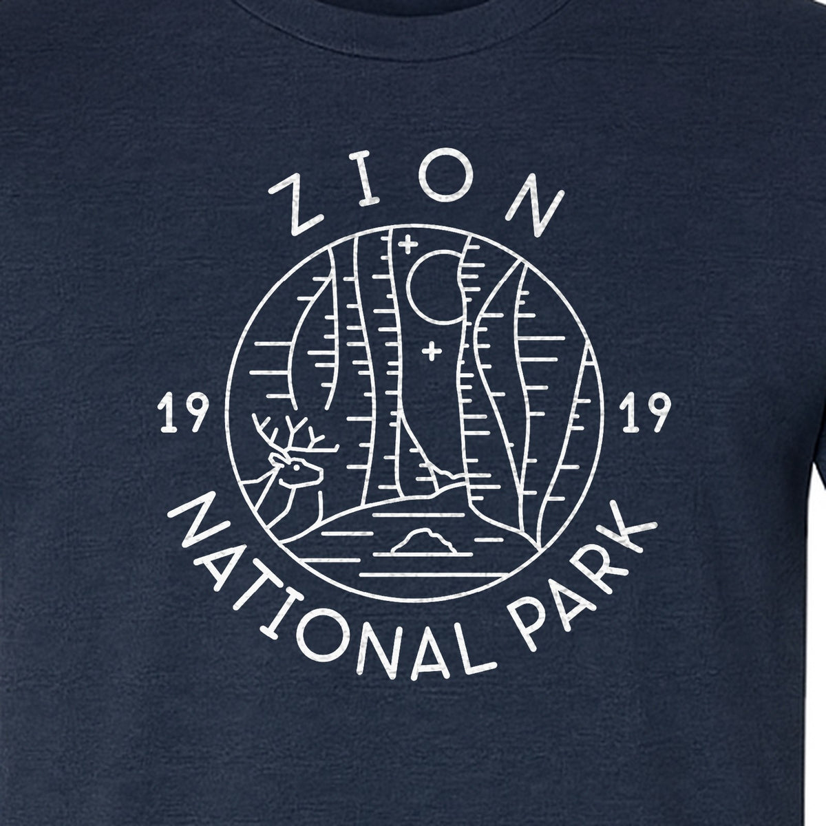 Zion National Park T-Shirt, Retro Line Art Hiking Design for Utah Camping and Outdoor Adventure