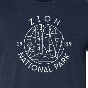 Zion National Park T-Shirt, Retro Line Art Hiking Design for Utah Camping and Outdoor Adventure