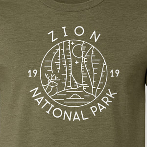 Zion National Park T-Shirt, Retro Line Art Hiking Design for Utah Camping and Outdoor Adventure