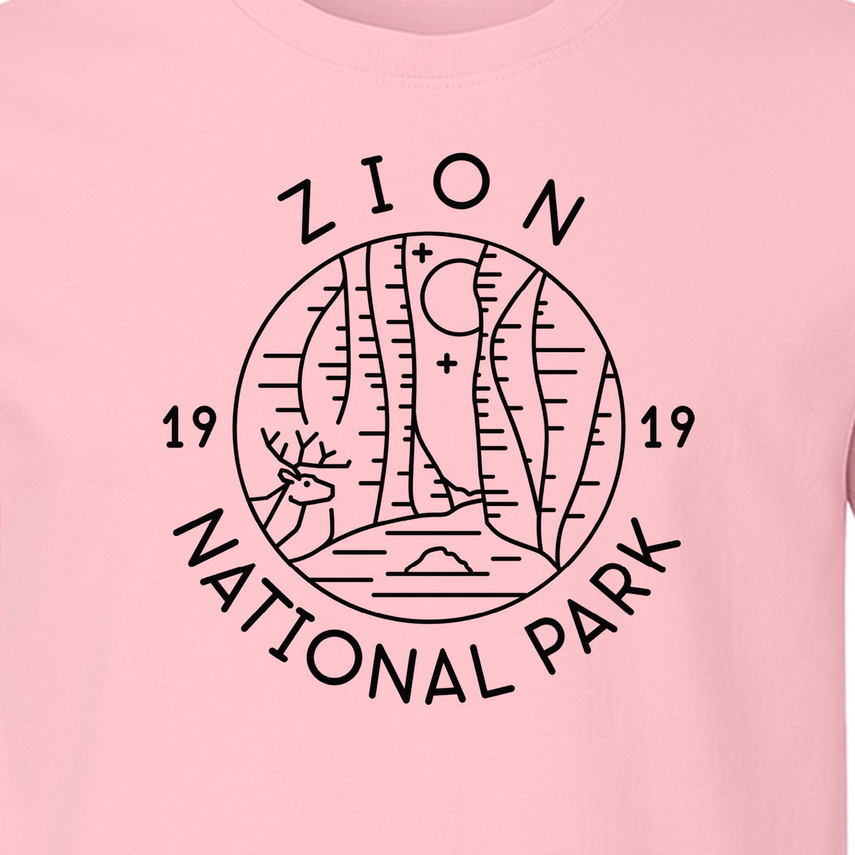 Zion National Park T-Shirt, Retro Line Art Hiking Design for Utah Camping and Outdoor Adventure