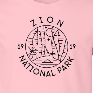 Zion National Park T-Shirt, Retro Line Art Hiking Design for Utah Camping and Outdoor Adventure