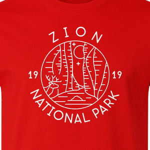 Zion National Park T-Shirt, Retro Line Art Hiking Design for Utah Camping and Outdoor Adventure