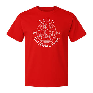 Zion National Park T-Shirt, Retro Line Art Hiking Design for Utah Camping and Outdoor Adventure