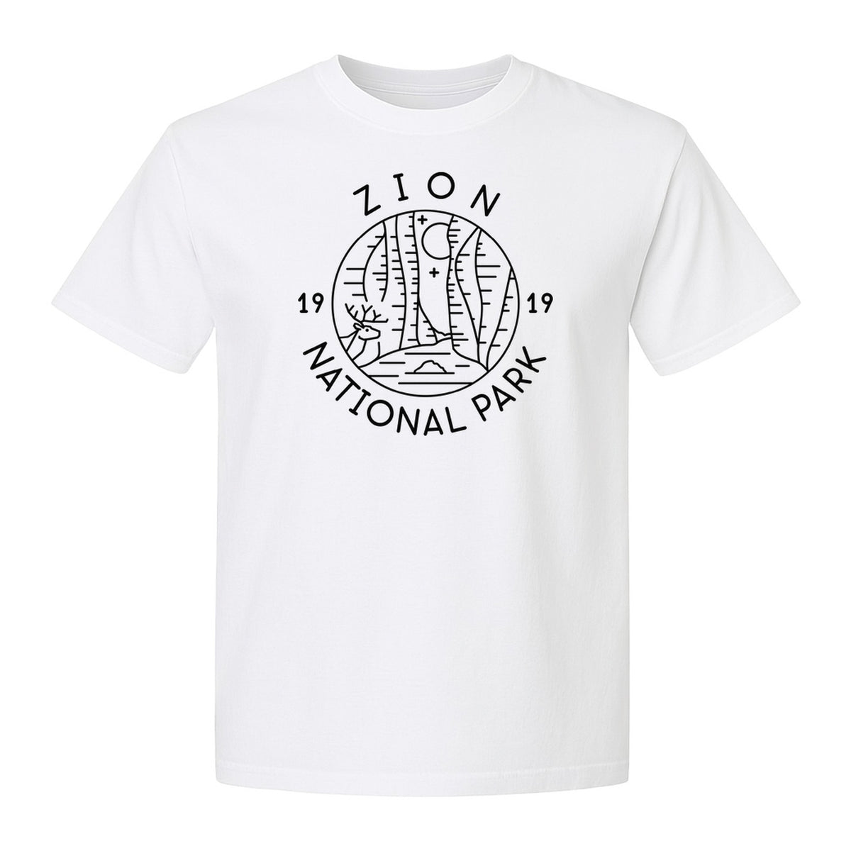 Zion National Park T-Shirt, Retro Line Art Hiking Design for Utah Camping and Outdoor Adventure