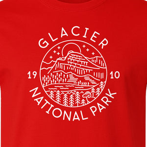 Glacier National Park T-Shirt, 1910 Mountain Landscape Design for Hiking and Camping Fans