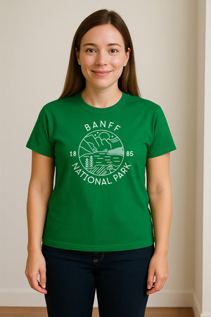 Banff National Park T-Shirt, Mountain Lake and Forest Travel Souvenir for Canada Visitors