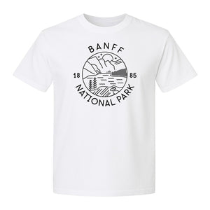 Banff National Park T-Shirt, Mountain Lake and Forest Travel Souvenir for Canada Visitors