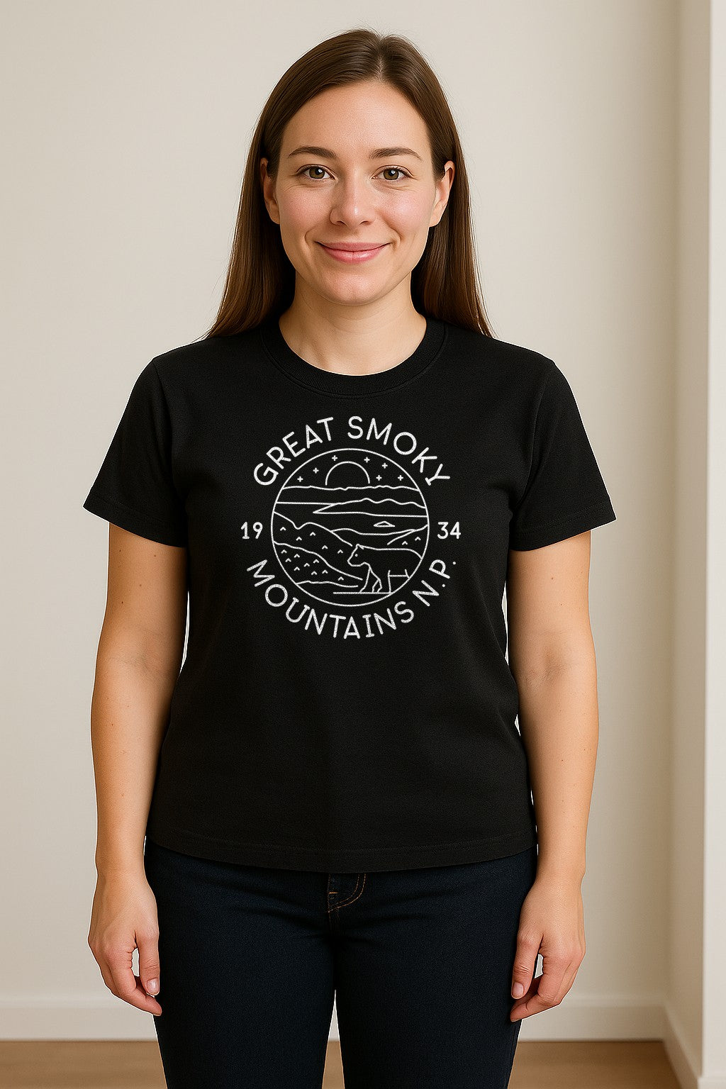 Great Smoky Mountains T-Shirt, 1934 Badge Design for Hikers and Campers