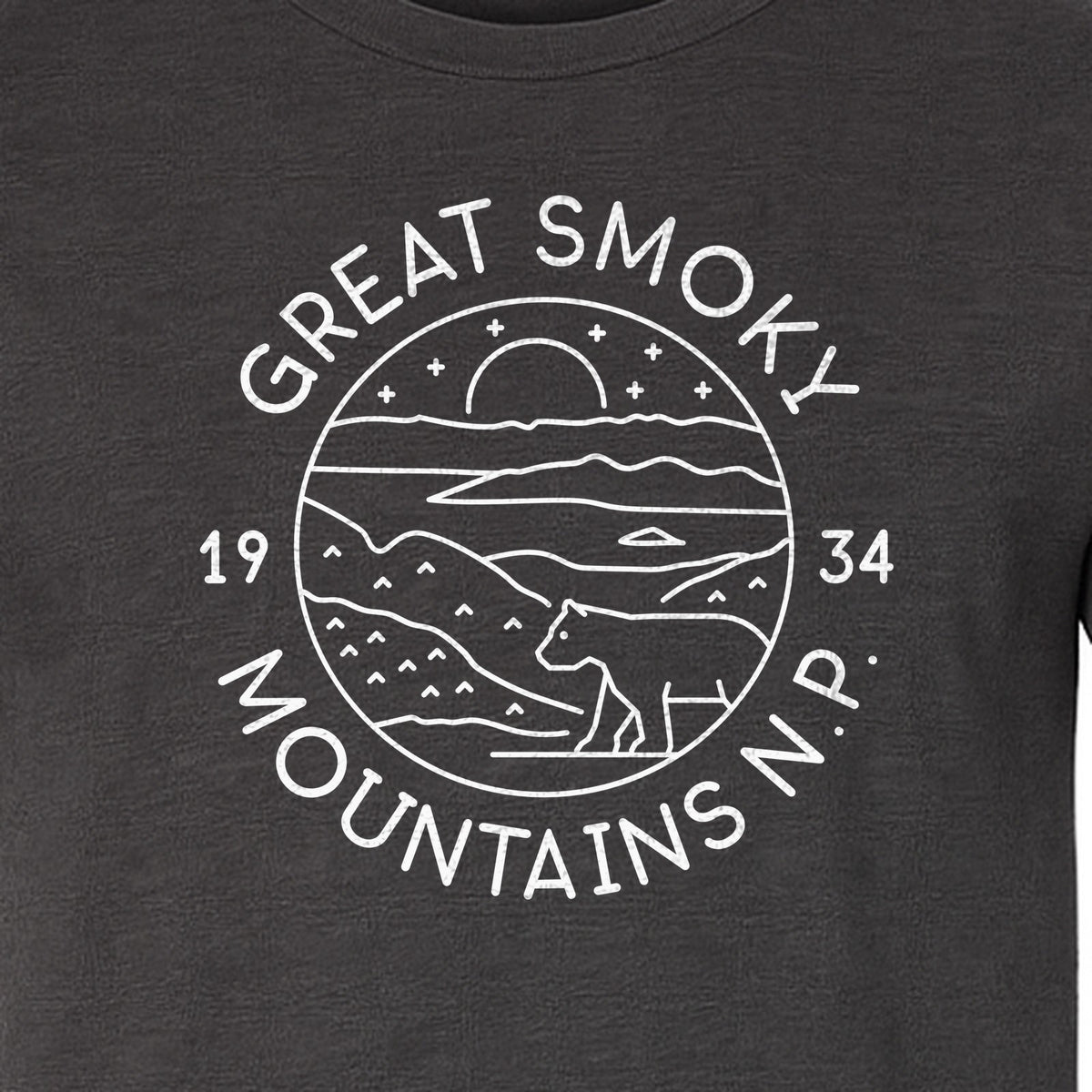 Great Smoky Mountains T-Shirt, 1934 Badge Design for Hikers and Campers
