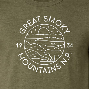 Great Smoky Mountains T-Shirt, 1934 Badge Design for Hikers and Campers